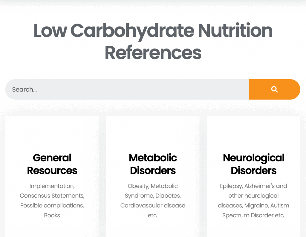 curated research in low carbohydrate nutrition references